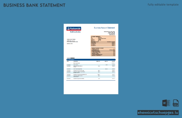 Beispiel eines Kontoauszugs der Nationwide Building Society (Word- und PDF-Datei)